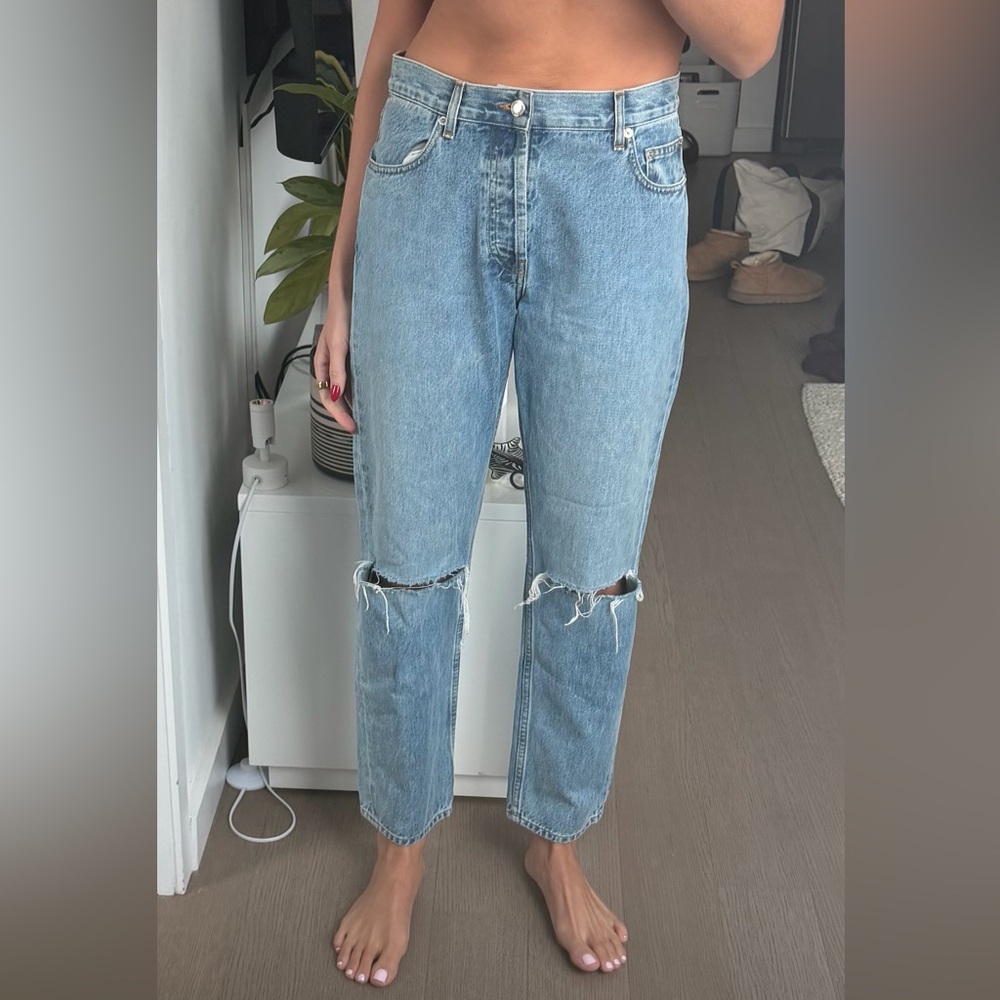 Helmet Lang Distressed High Rise Jeans